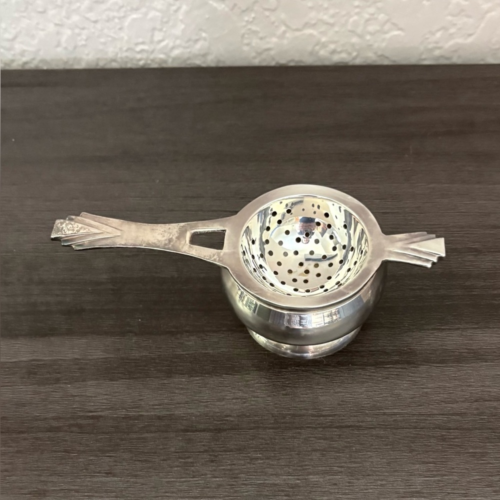 Vintage EPNS Tea Strainer Over The Cup Strainer With Drip Cup